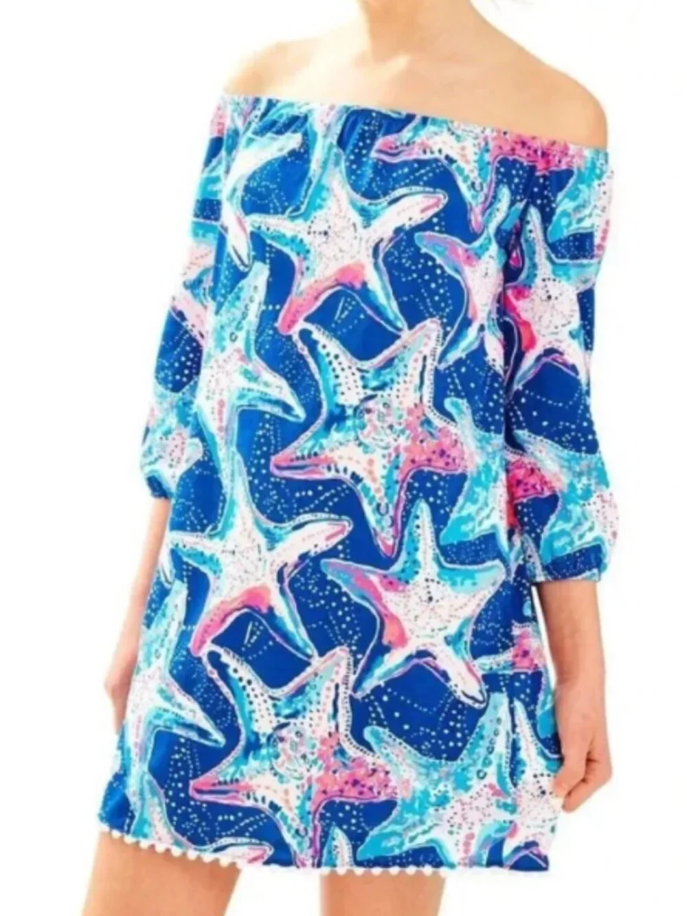 Lilly Pulitzer Girl's Mini Enna Starstruck Off Shoulder Dress 4/5 38914